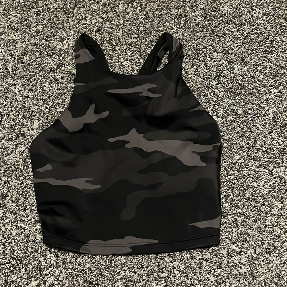 The brand is Athleta, color is camo grey and black, and size is XS